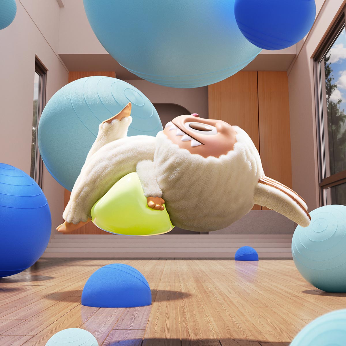 Labubu The Monsters - Figurines Lazy Yoga