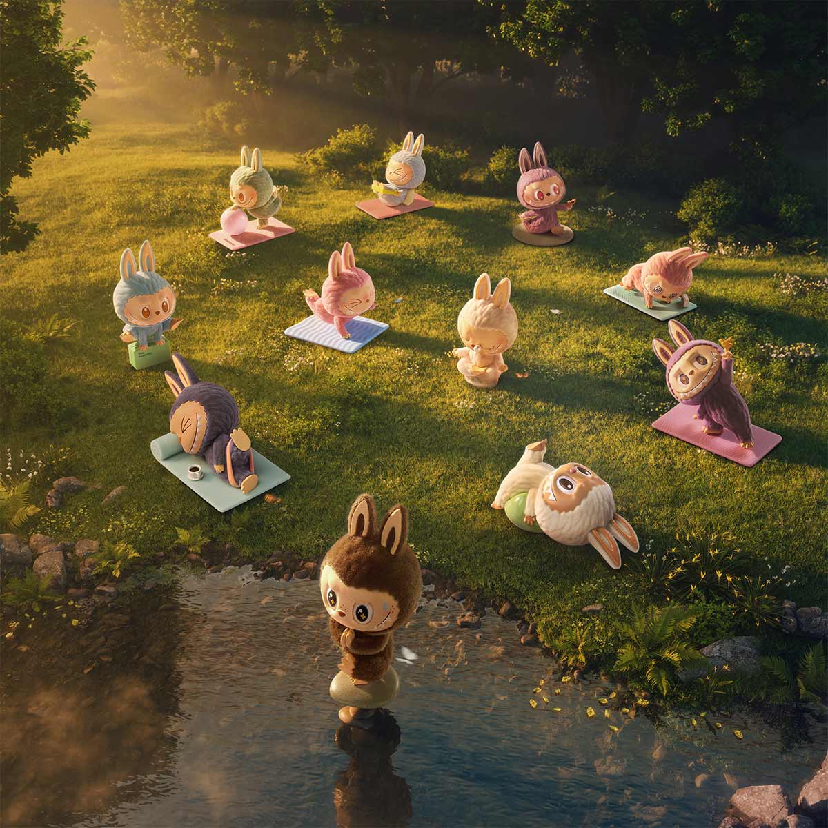 Labubu The Monsters - Figurines Lazy Yoga